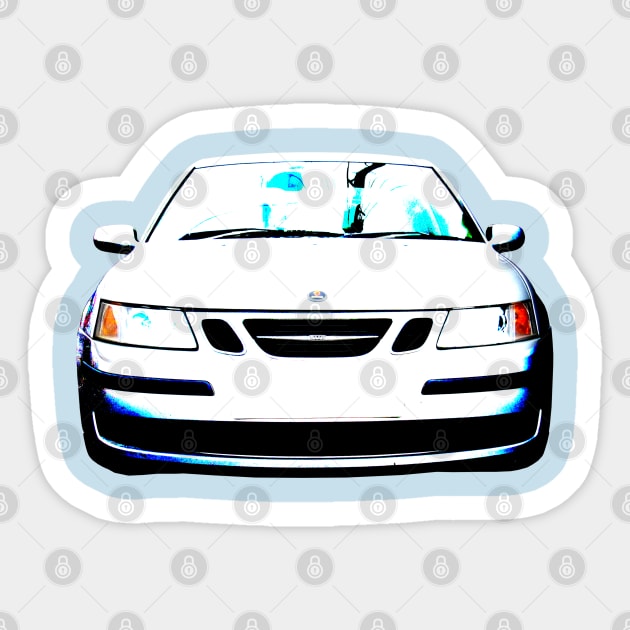 Saab 9-3 1st generation classic car high contrast Sticker by soitwouldseem